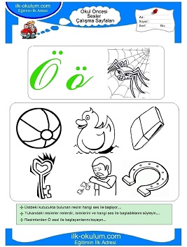 Çocuklar İçin ö Sesi Çalışma Sayfaları 